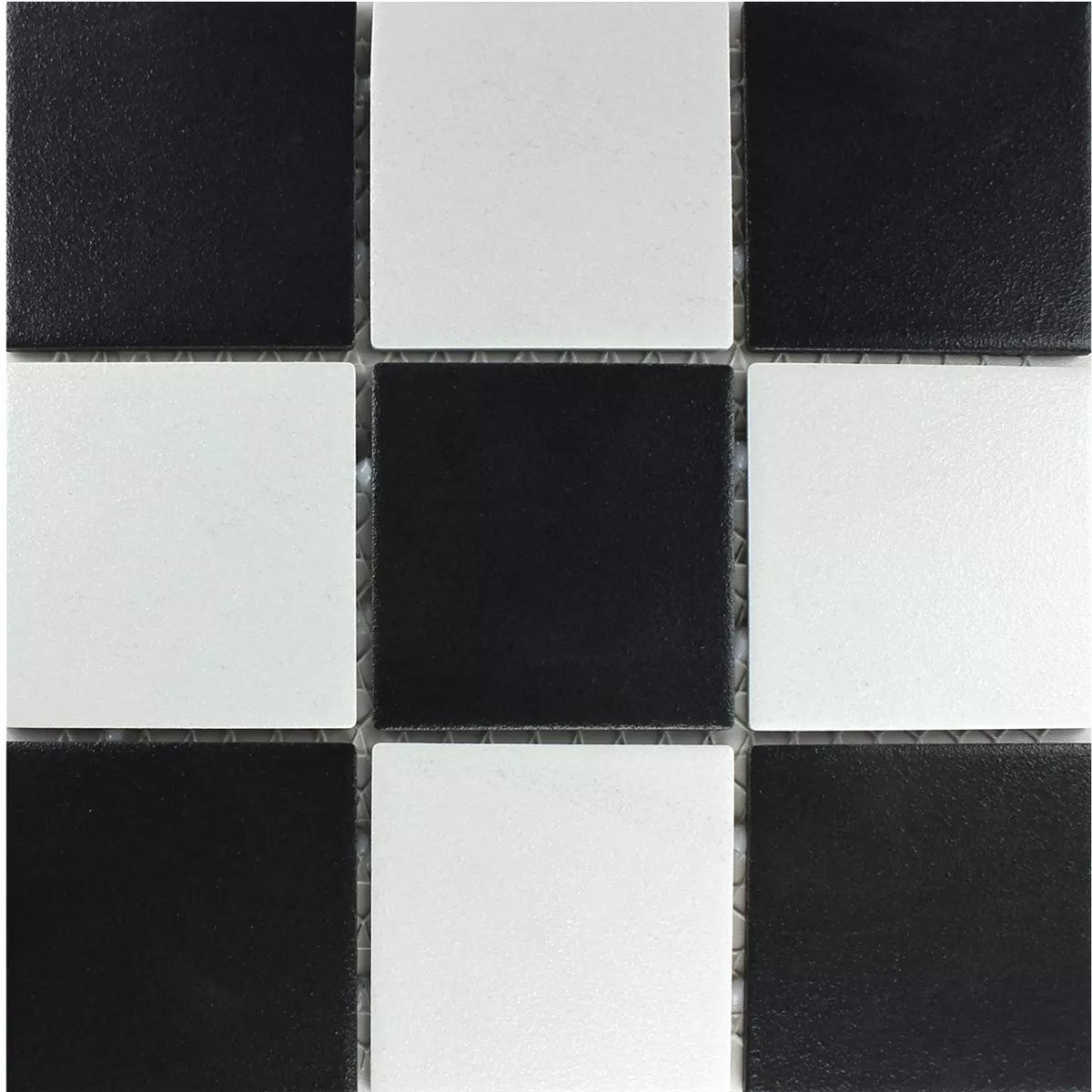 Muestra Azulejos De Mosaico Cerámica Negro Blanco Mate