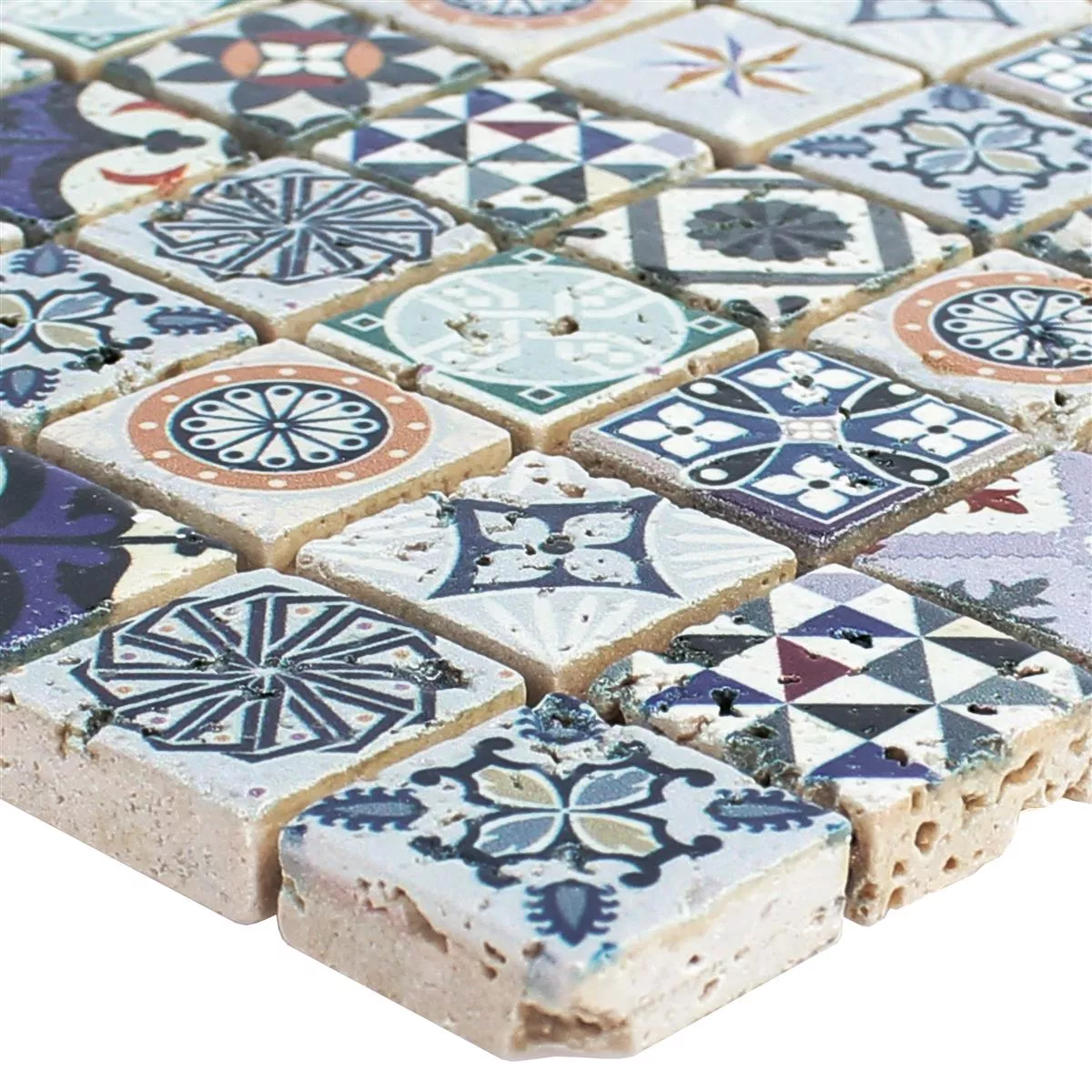 Mosaico De Piedra Natural Azulejos Iraklion Colorido