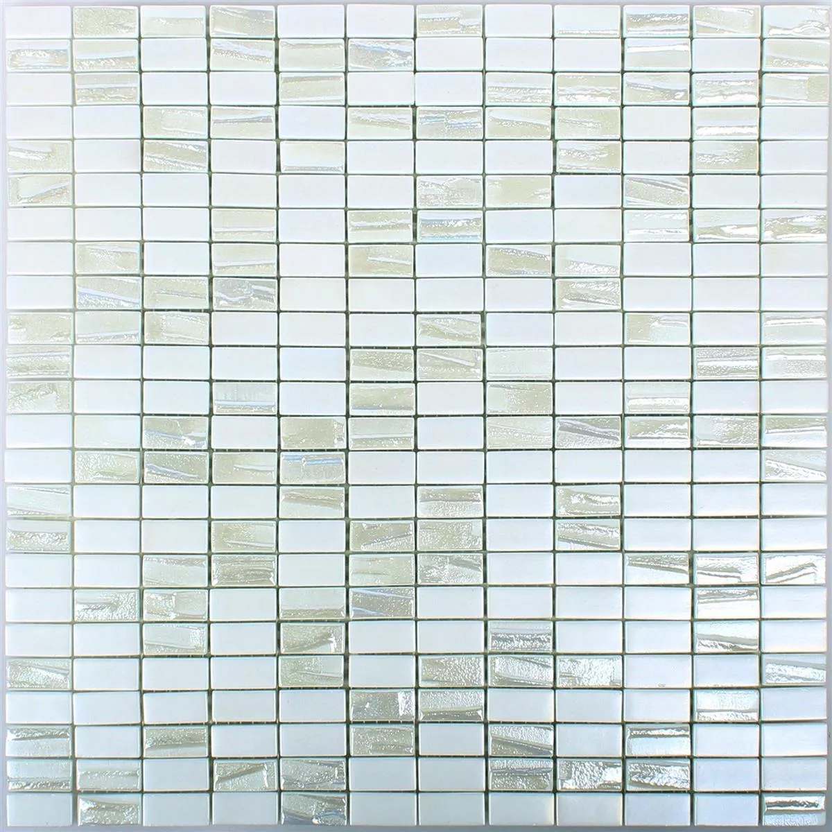 Muestra Mosaico De Cristal Azulejos Presley Blanco Metálico Palillos