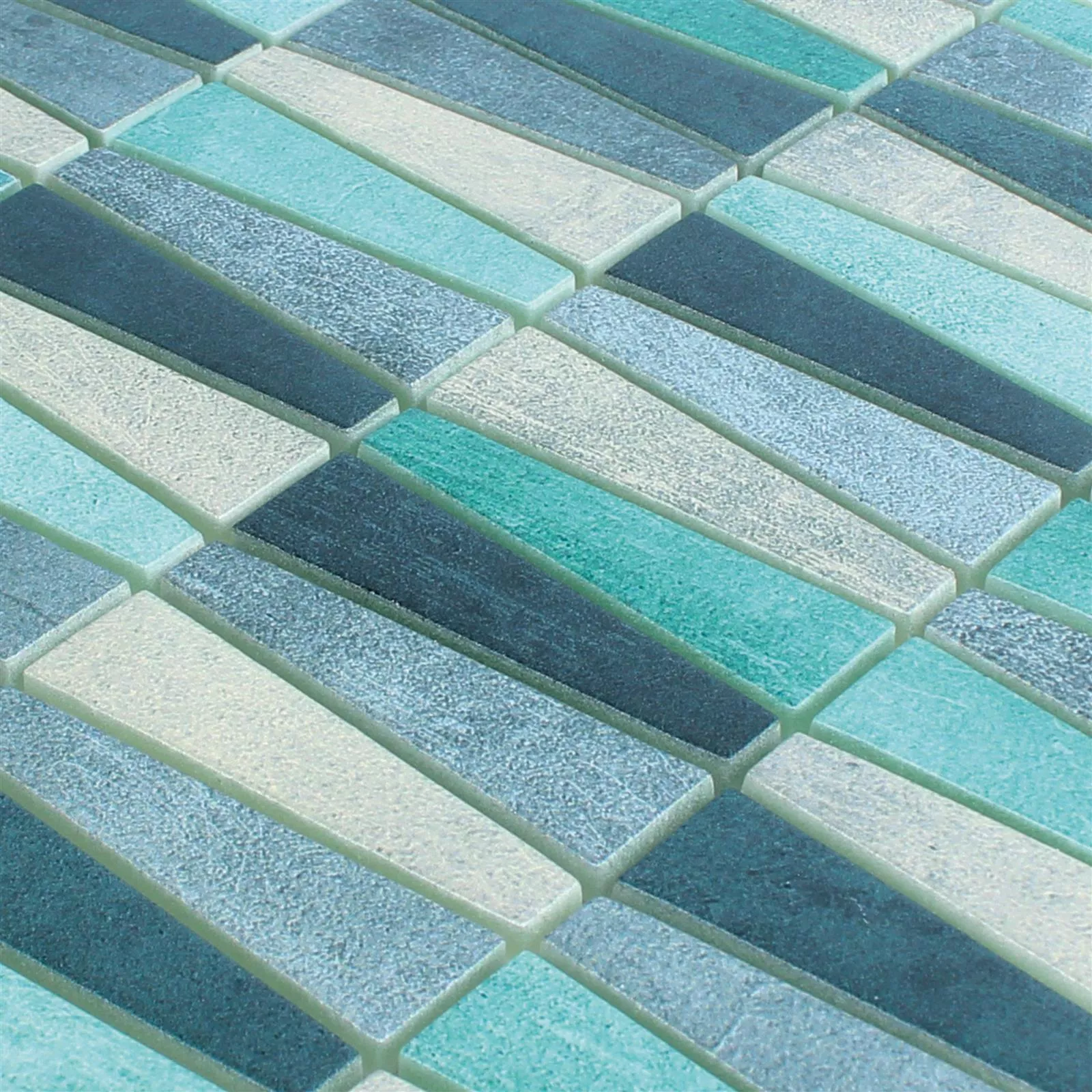 Muestra Mosaico de Cristal Azulejos Wolgagrad Negro Gris Plateado Verde