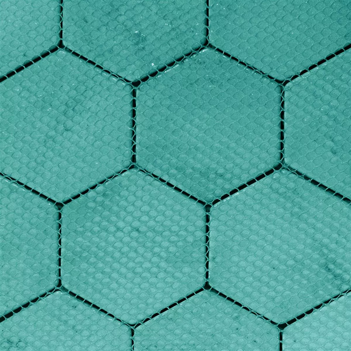 Muestra Mosaico de Cristal Azulejos Andalucia Hexagonales Lago Verde