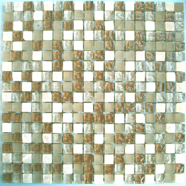 Azulejos De Mosaico Cristal Mármol 15x15x8mm Beige Mezcla Onyx