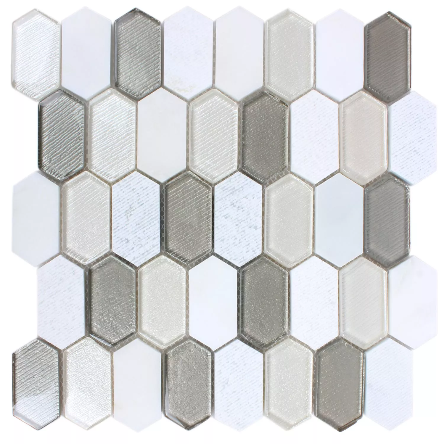 Azulejos De Mosaico Februata Hexagonales Blanco Marrón