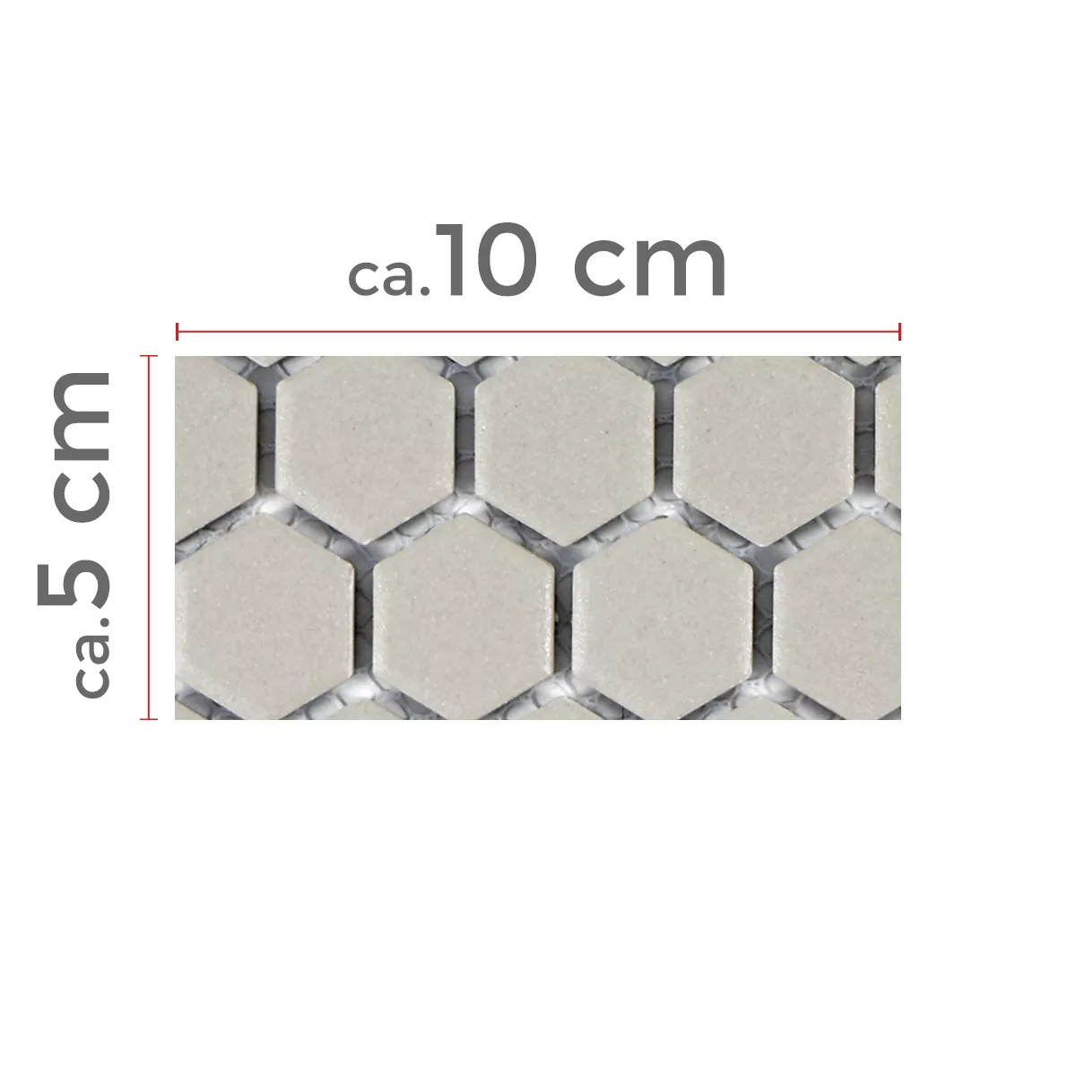 Muestra Cerámica Azulejos De Mosaico Hexagonales Zeinal No Esmaltado Gris Claro R10B