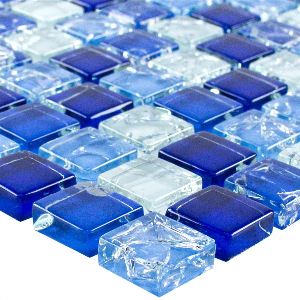 Muestra Mosaico de Cristal Azulejos Overland Azul Blanco