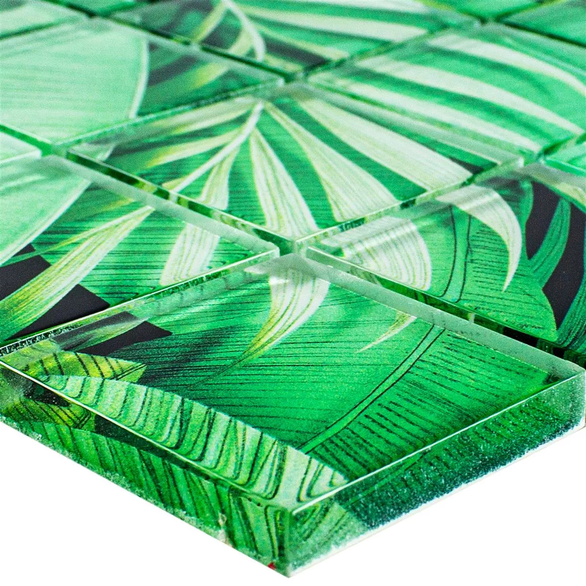Muestra Mosaico de Cristal Azulejos Pittsburg Flor Óptica Verde