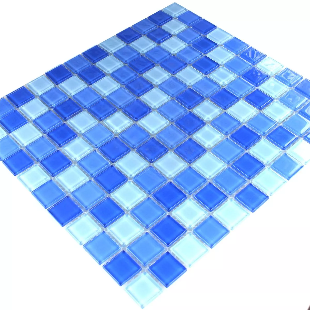 Muestra Azulejos De Mosaico Cristal Azul Claro 