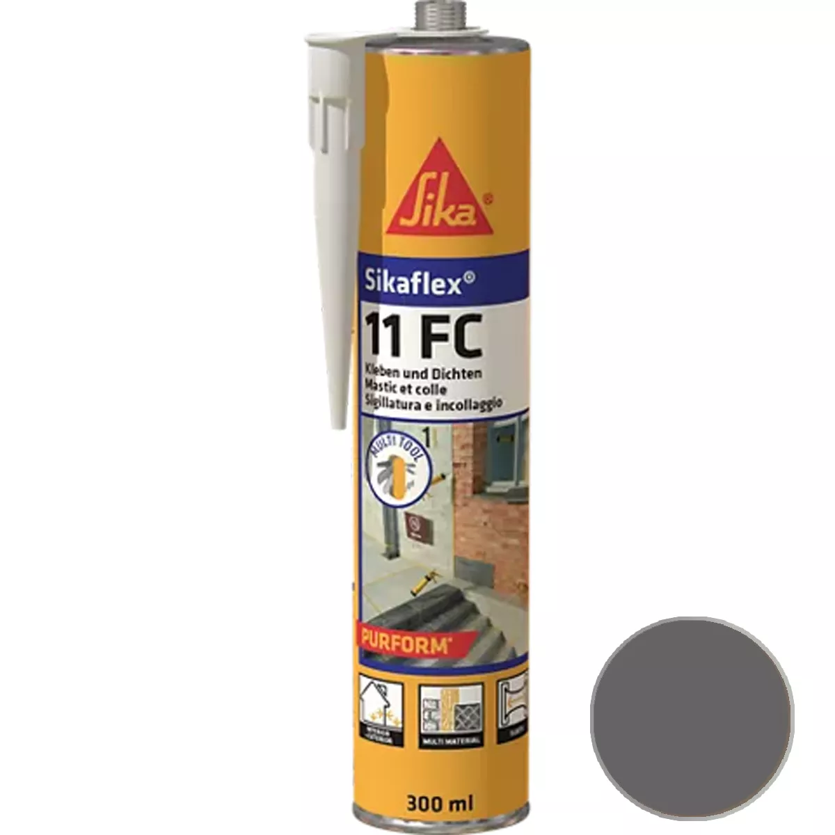 Adhesivo y sellador elástico Sikaflex-11 FC Purform hormigón gris 300 ml