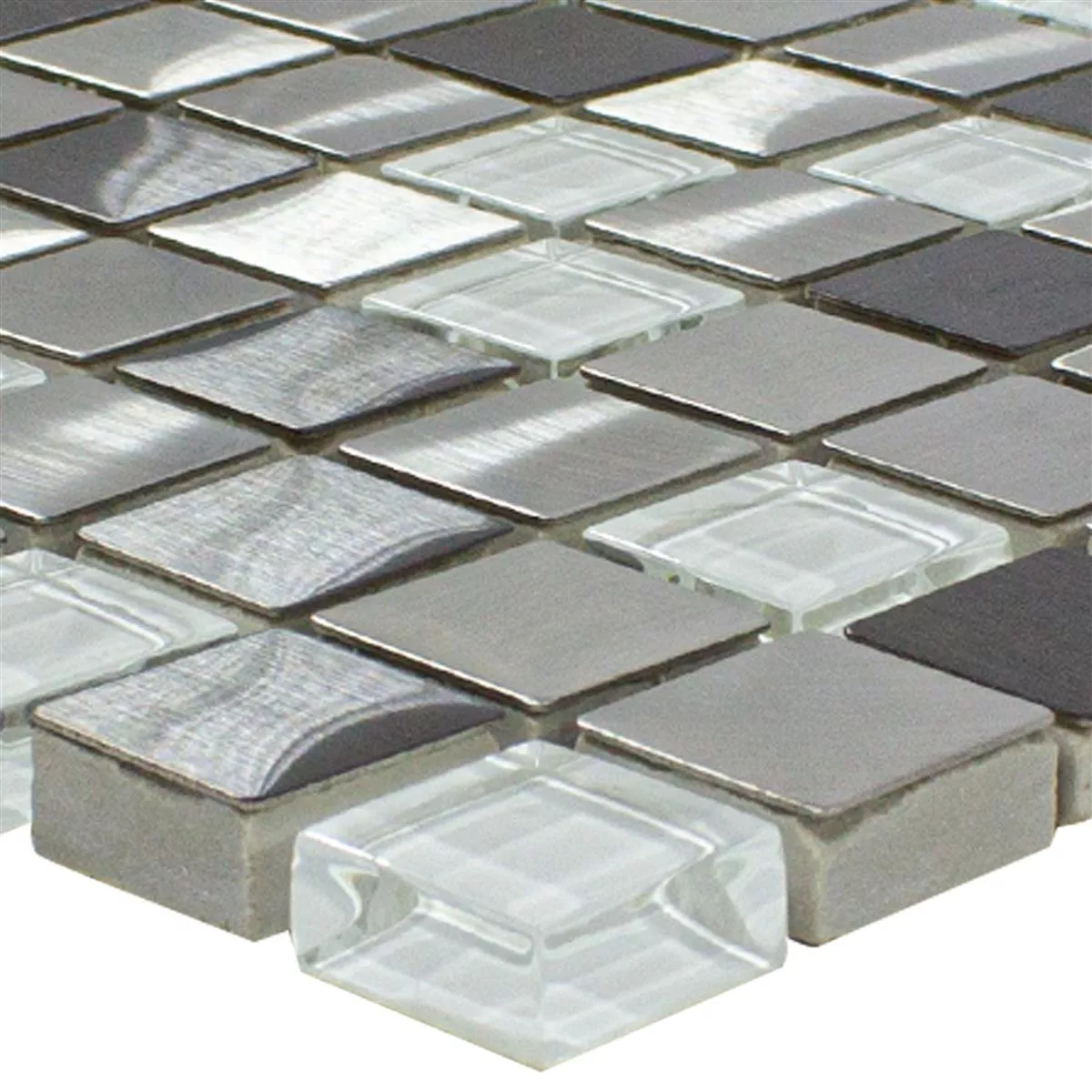 Cristal Metal Acero Inoxidable Azulejos De Mosaico Stella Blanco Plateado