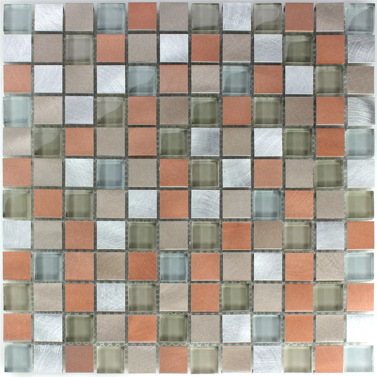 Azulejos De Mosaico Cristal Auminio Metal Naranja Plateado Mezcla Azulejos De Mosaico Cristal Auminio Metal Naranja Plateado Mezcla