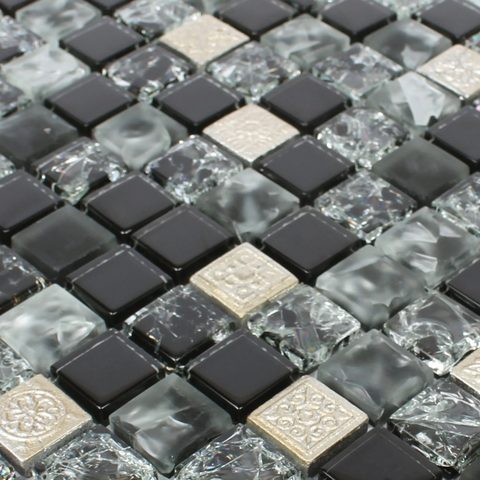 Cristal Resina Azulejos De Mosaico Bogardus Negro Mezcla