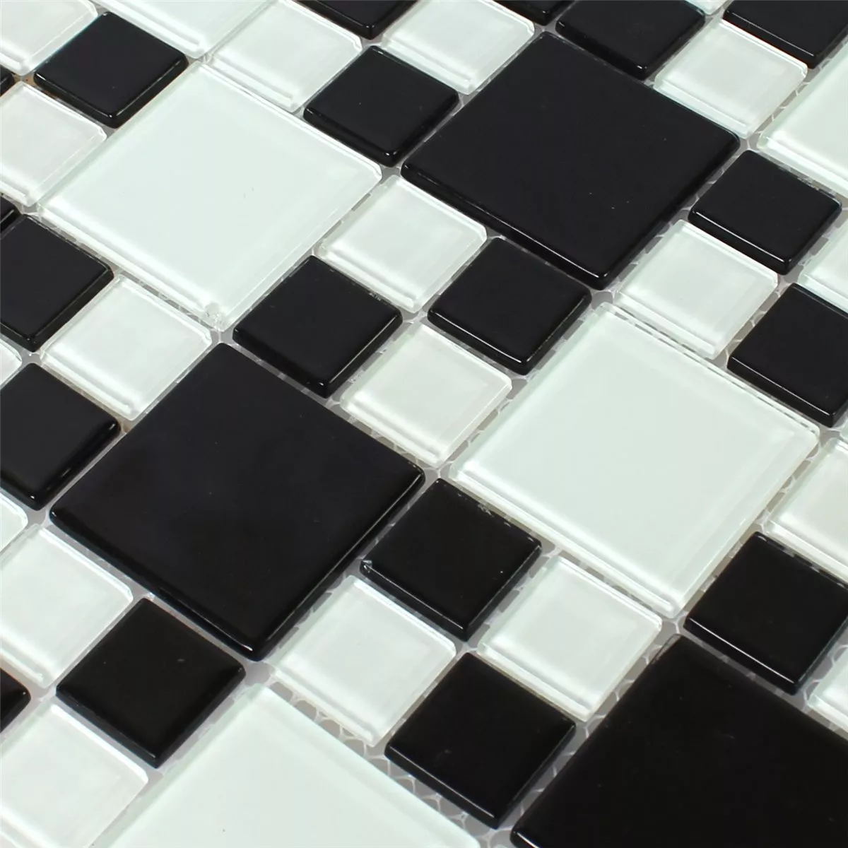 Azulejos De Mosaico Cristal Negro Blanco Mezcla