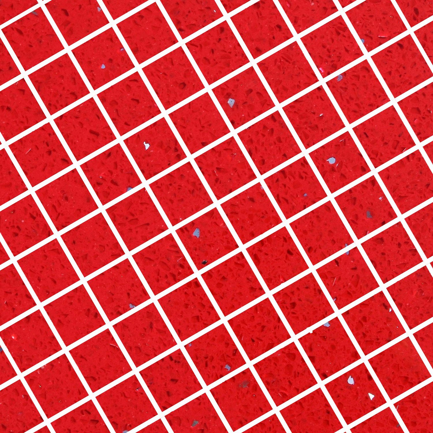 Azulejos De Mosaico Cuarzo Composite Rojo 23