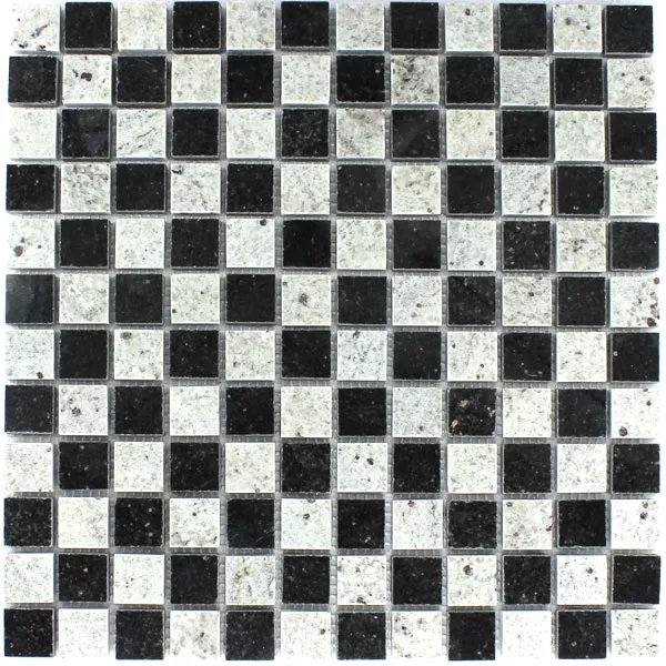 Muestra Azulejos De Mosaico Granito Galaxy Negro Kashmir Blanco