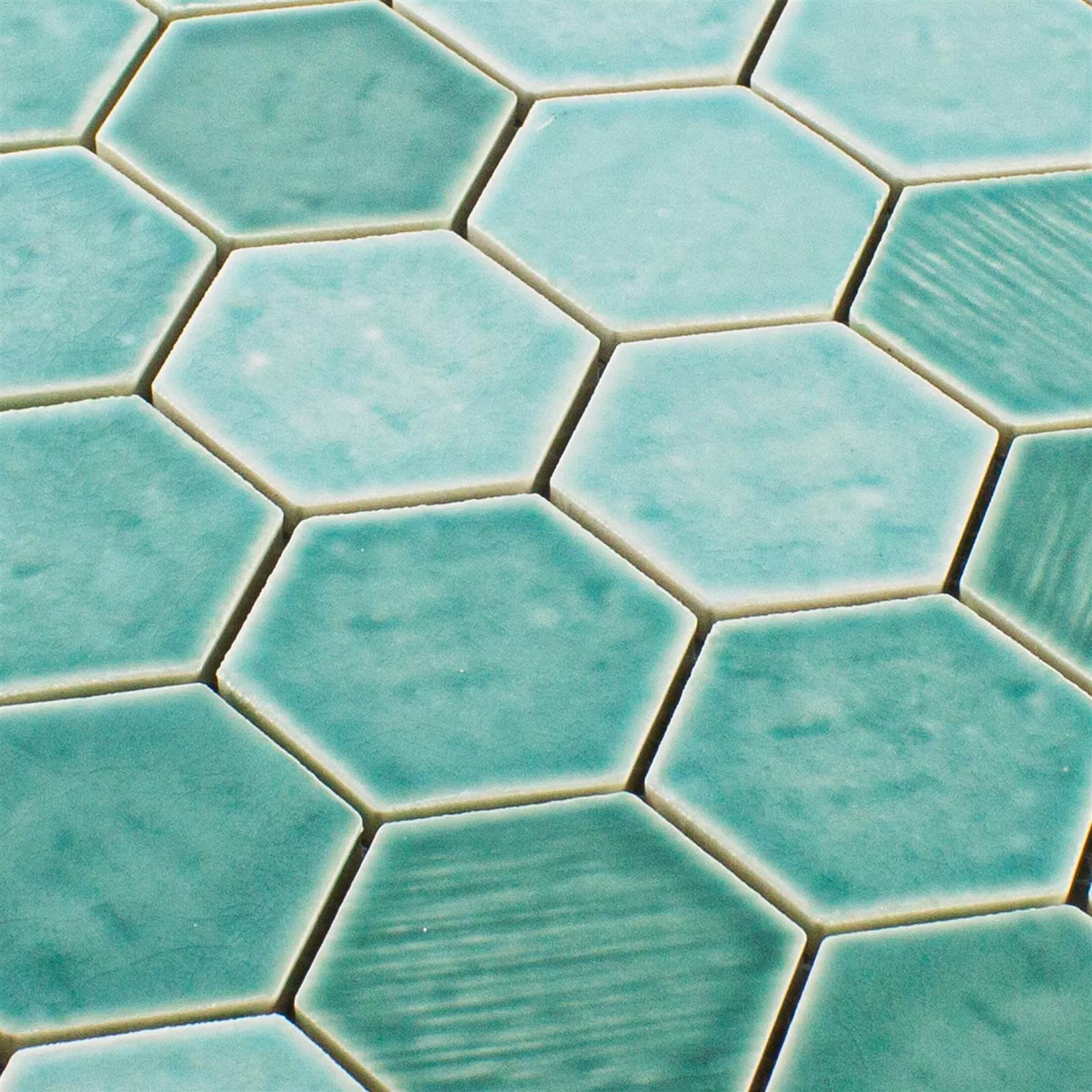 Cerámica Azulejos De Mosaico Roseburg Hexagonales Brillante Turquesa