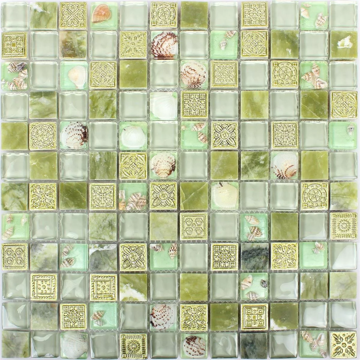 Mosaico De Cristal Azulejos De Piedra Natura Tatvan Concha Verde