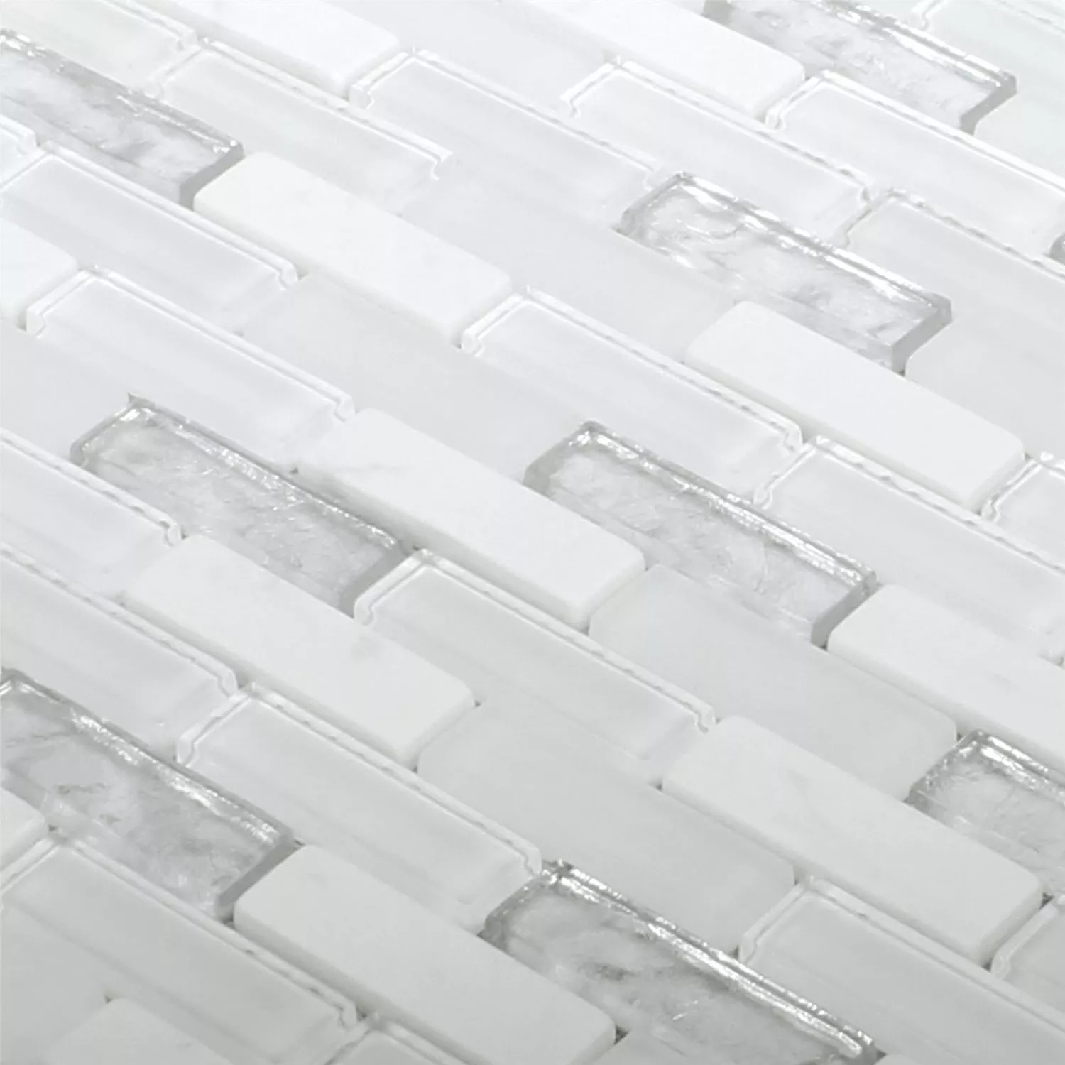 Muestra Azulejos De Mosaico Cristal Mármol Civan Blanco Plateado