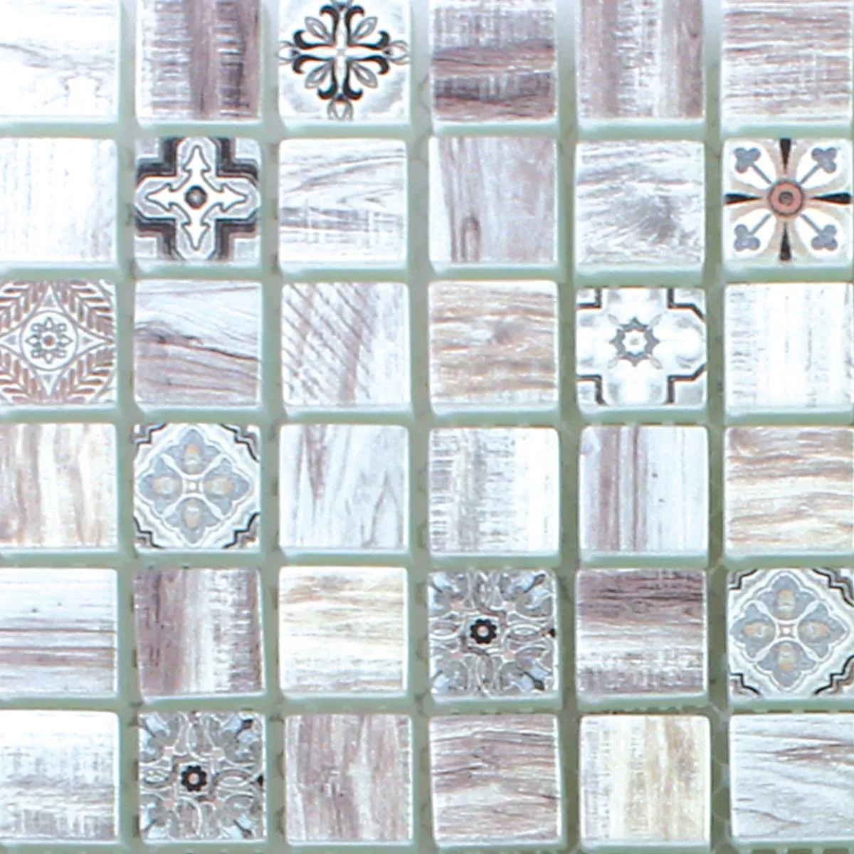 Muestra Mosaico De Cristal Aspecto De Madera Azulejos Vision Marrón Claro