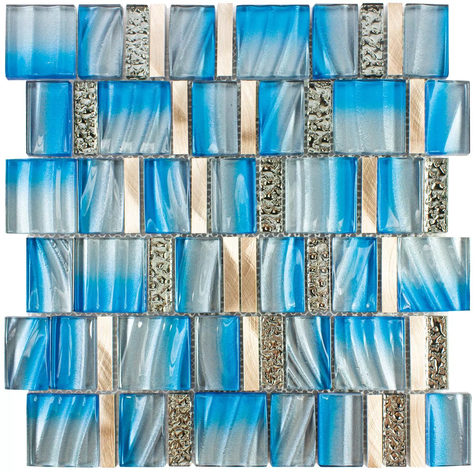 Cristal Metal Azulejos De Mosaico Union Azul Cobre