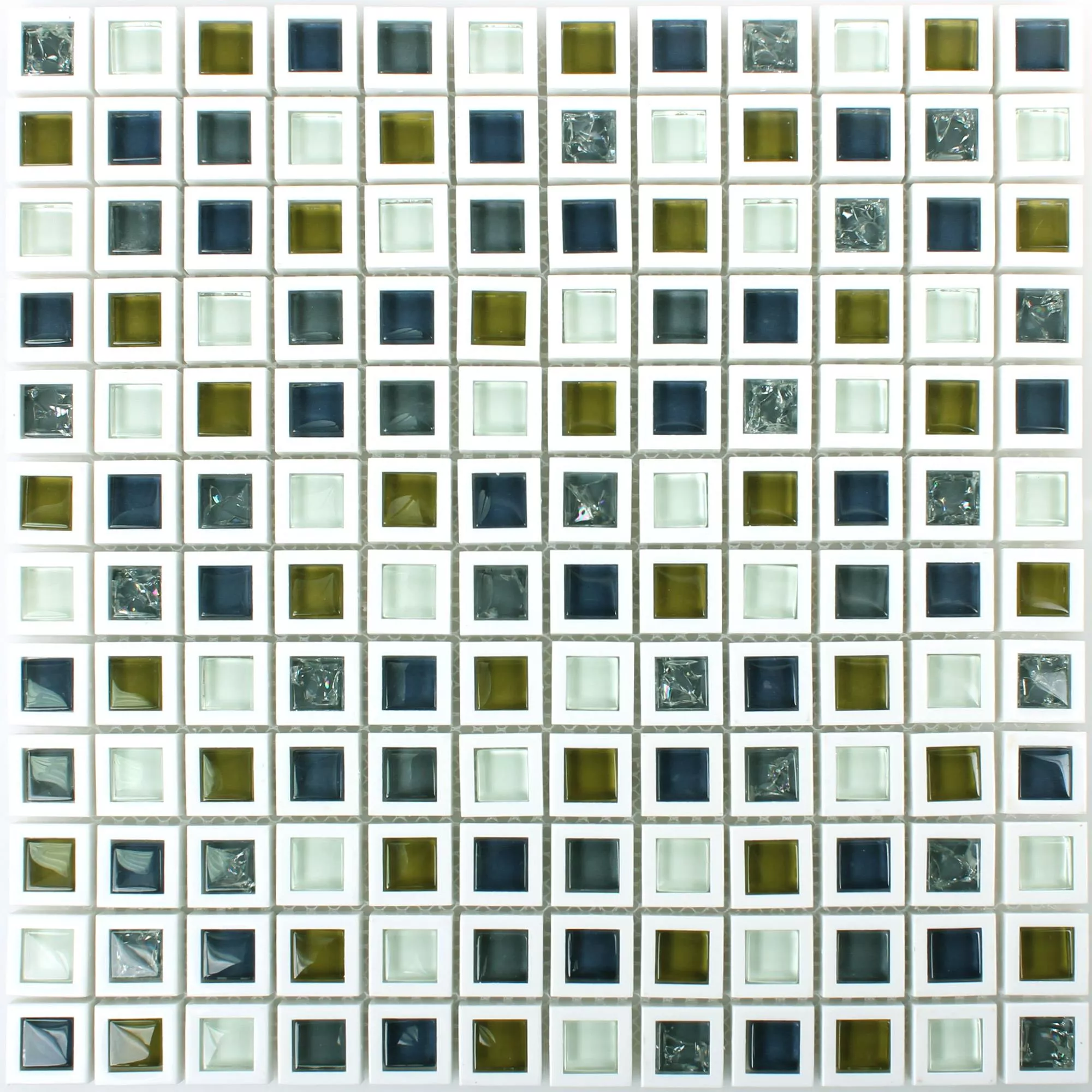 Muestra Cristal Plástico Mosaico Anatolia Verde Blanco