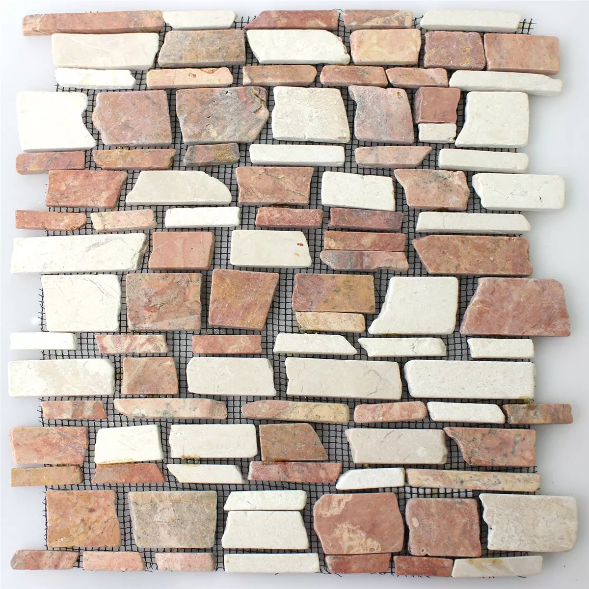 Muestra Azulejos De Mosaico Mármol Piedra Natural Brick Biancone Rosso