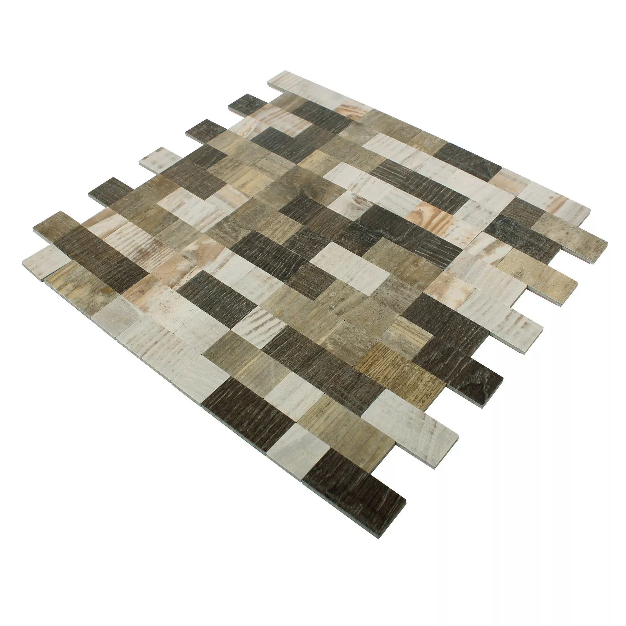 Muestra Azulejos De Mosaico Autoadhesivo Aspecto De Madera Arkansas Marrón Beige