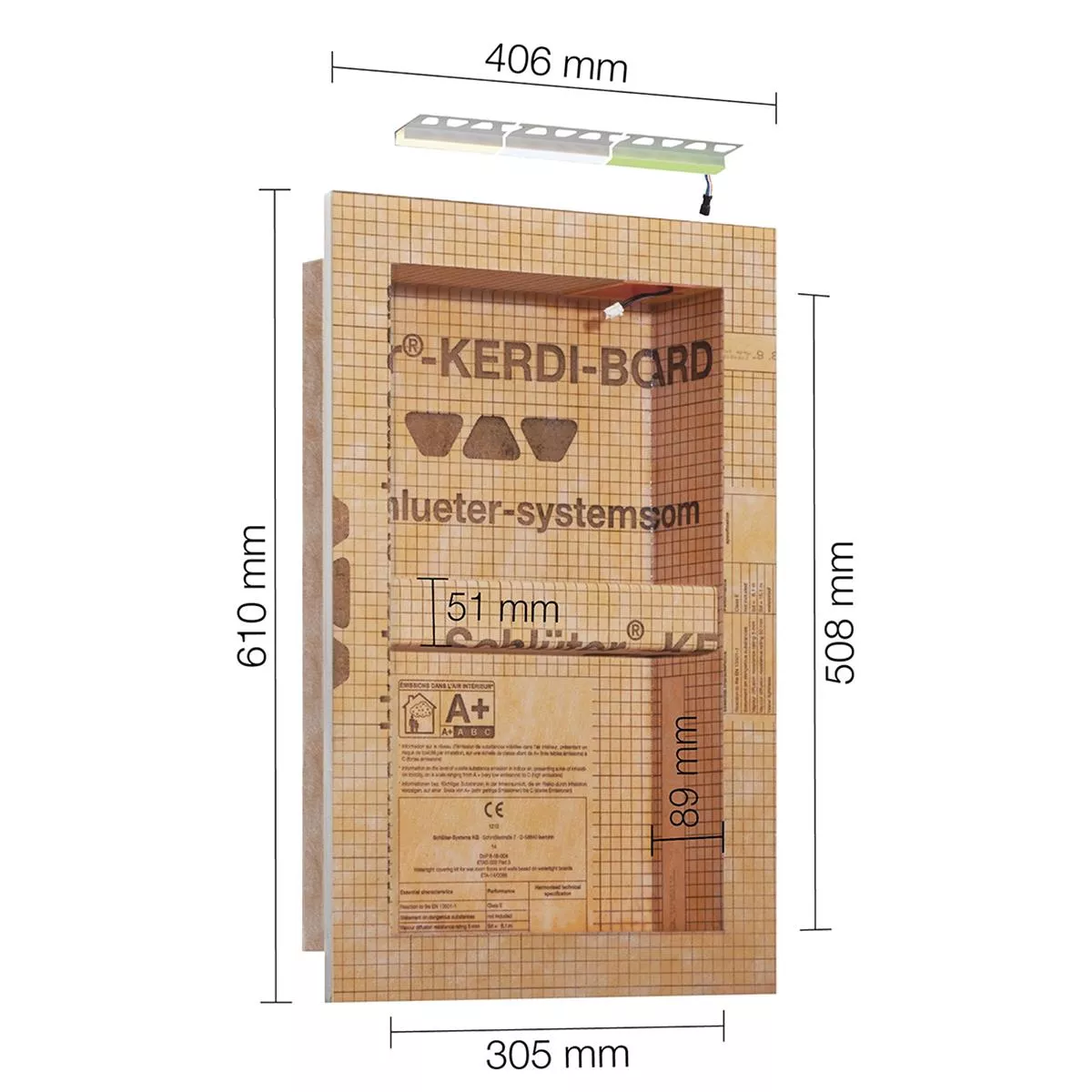 Schlüter Kerdi Board NLT juego de nicho iluminación LED blanco cálido 30,5x50,8x0,89 cm