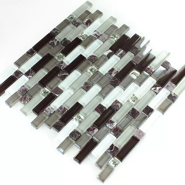 Azulejos De Mosaico Cristal Mármol Púrpura Marrón 3 Mezcla Format