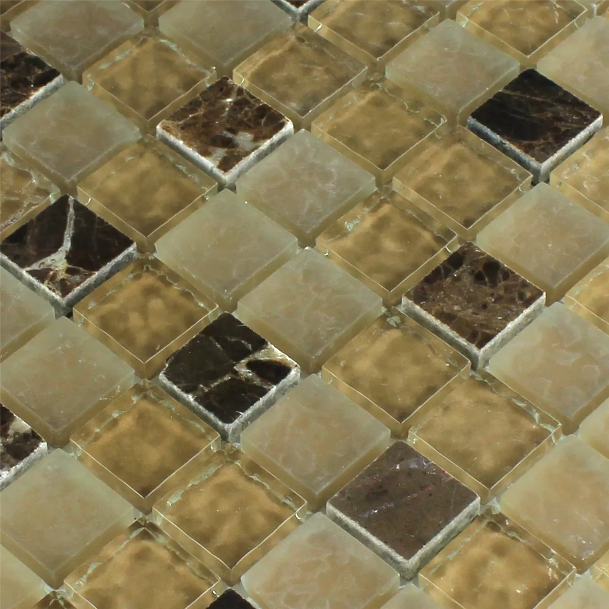 Muestra Azulejos De Mosaico Cristal Mármol Beige Marrón Acanalado