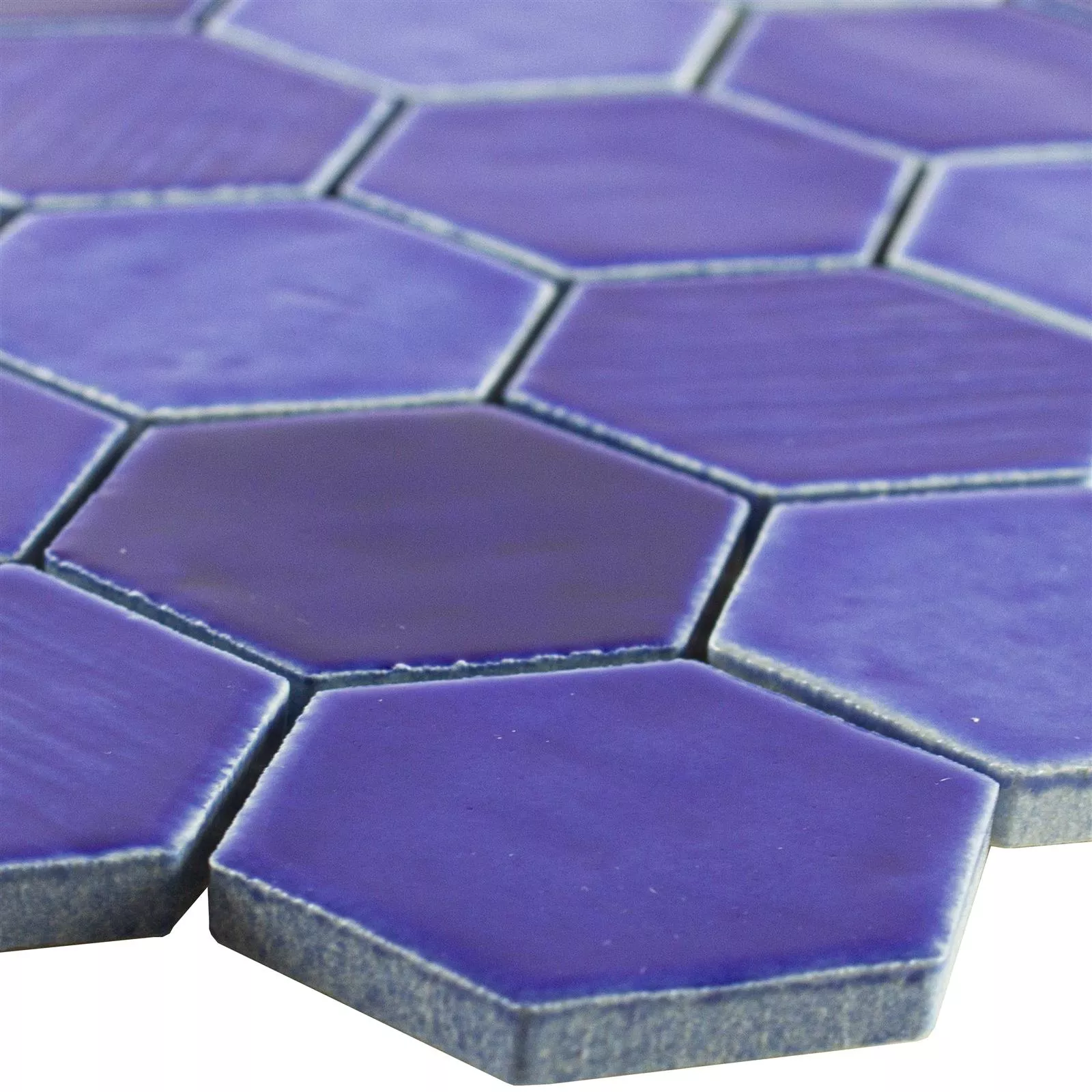 Cerámica Azulejos De Mosaico Roseburg Hexagonales Brillante Azul