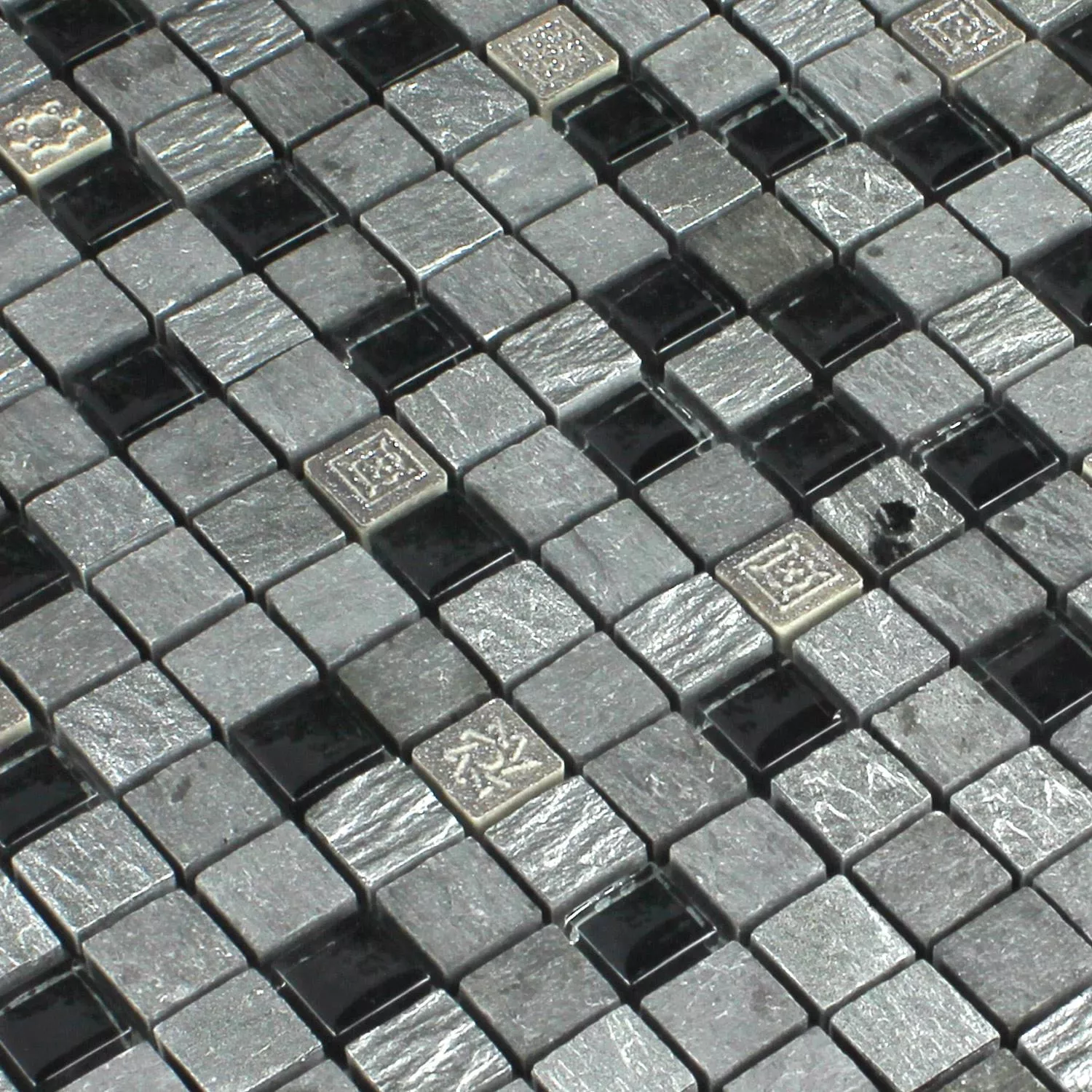 Azulejos De Mosaico Cristal Piedra Natural Mezcla Dream Plateado Negro