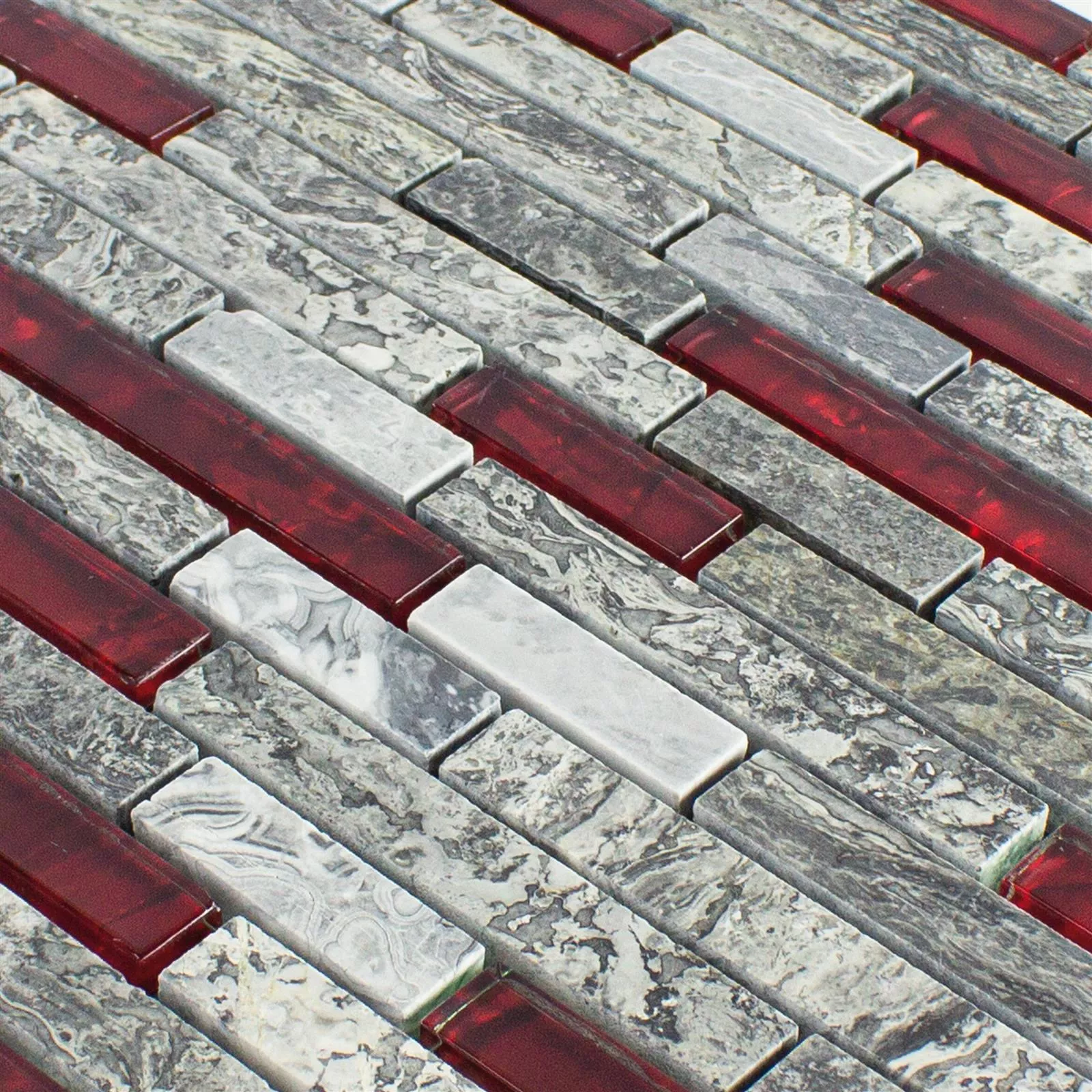 Mosaico de Cristal Azulejos De Piedra Natural Manavgat Gris Rojo Brick
