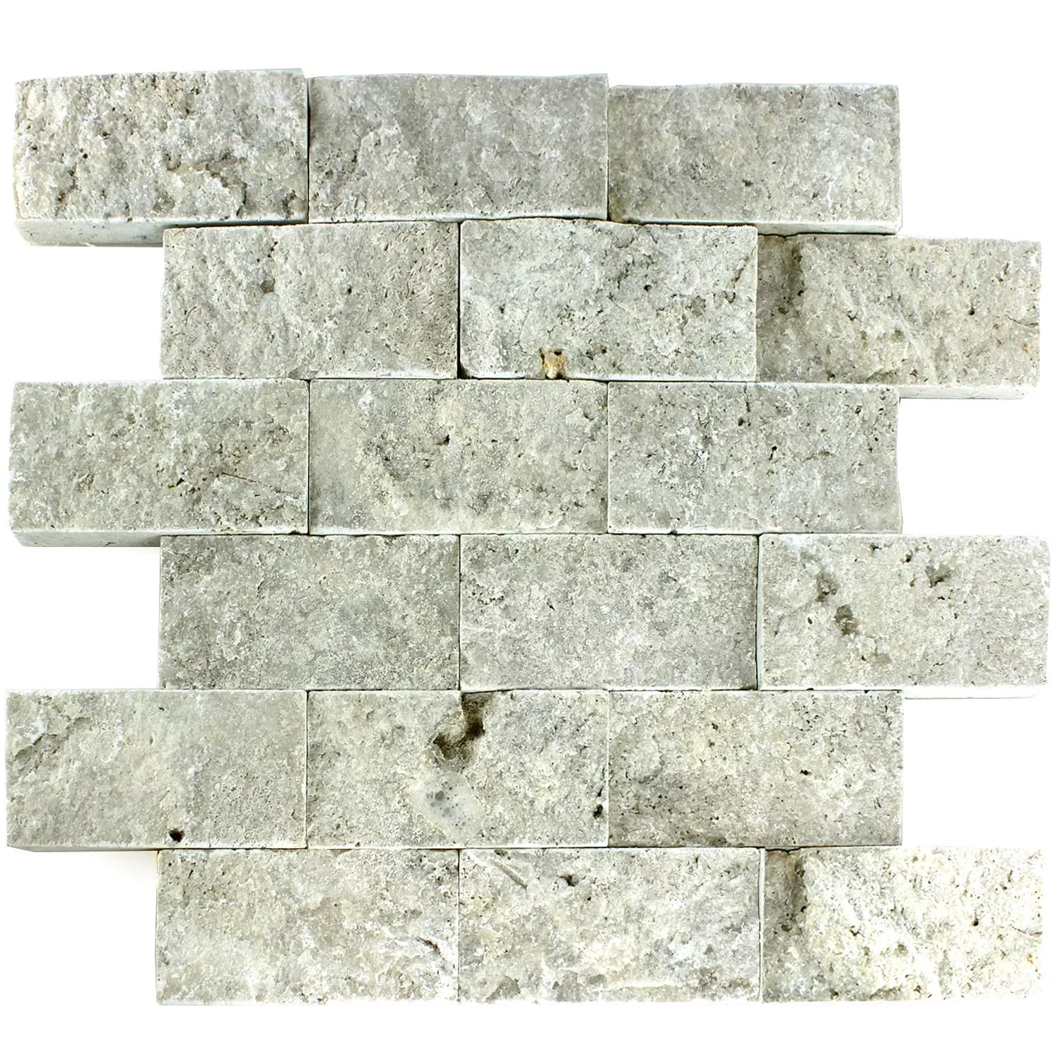 Azulejos De Mosaico Piedra Natural 3D Silver Brick