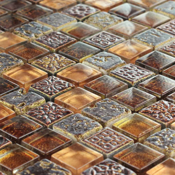 Azulejos De Mosaico Escimo Cristal Piedra Natural Mezcla Marrón Oro