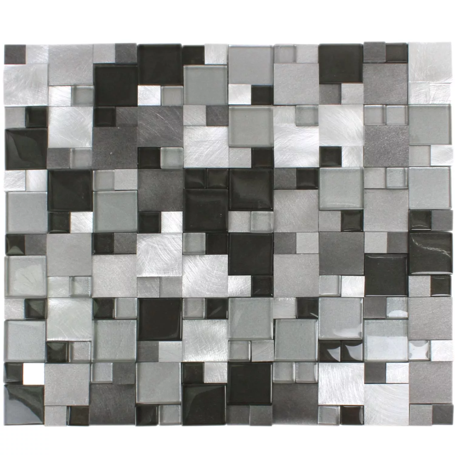 Azulejos De Mosaico Cristal Auminio Condor 3D Negro Mezcla