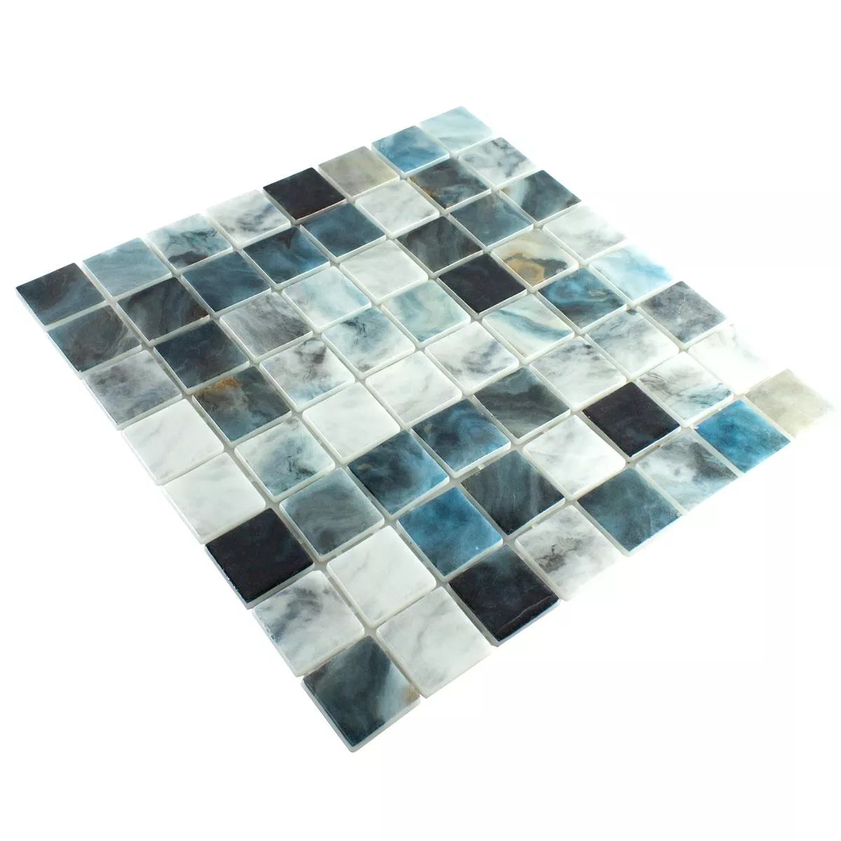 Vidrio Piscina Mosaico Baltic Azul Gris 38x38mm