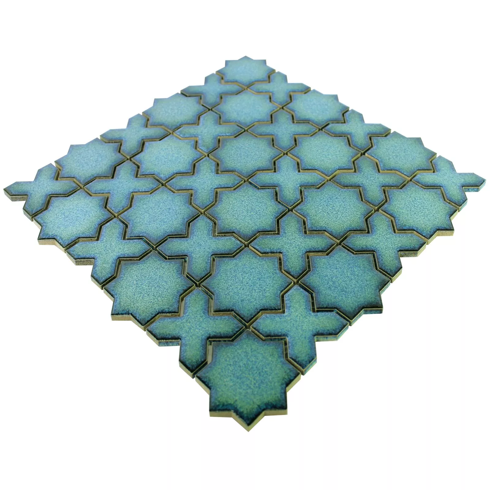 Muestra Mosaico Cerámico Azulejos Puebla Estrella Azul