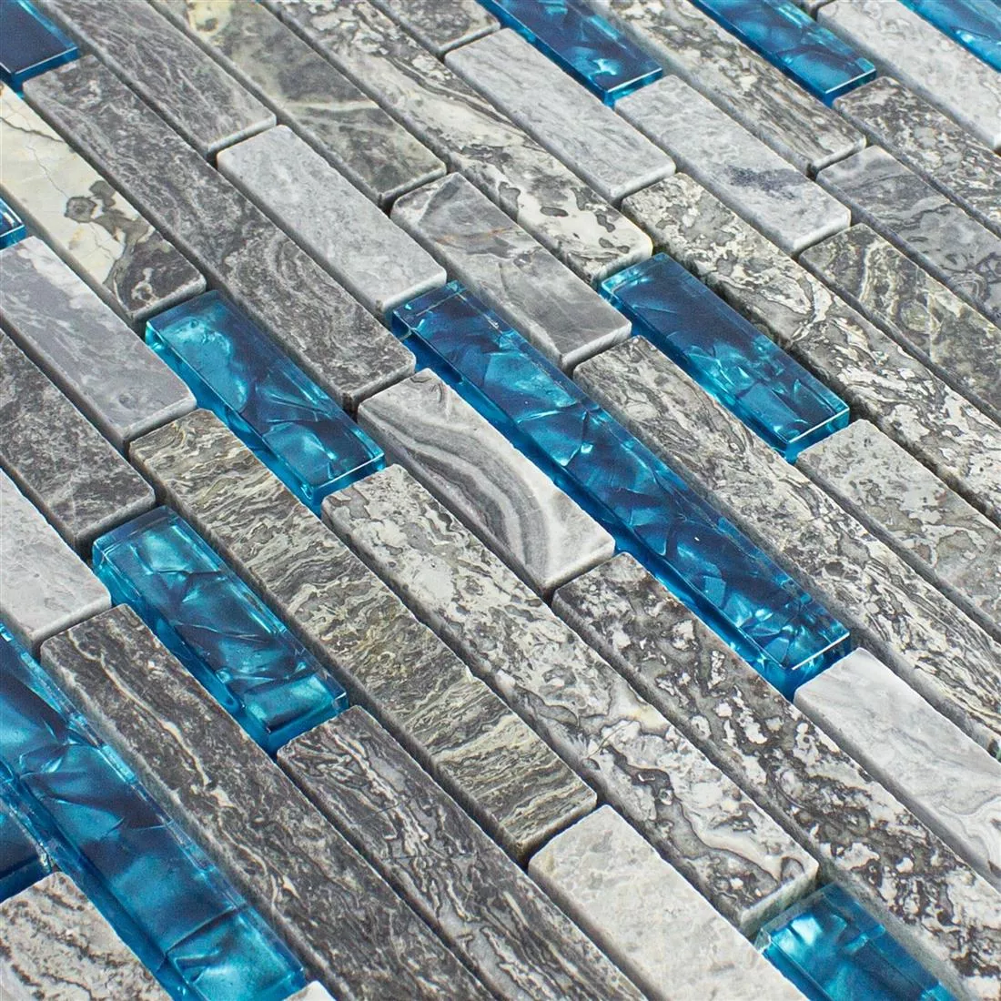Mosaico de Cristal Azulejos De Piedra Natural Manavgat Gris Azul Brick
