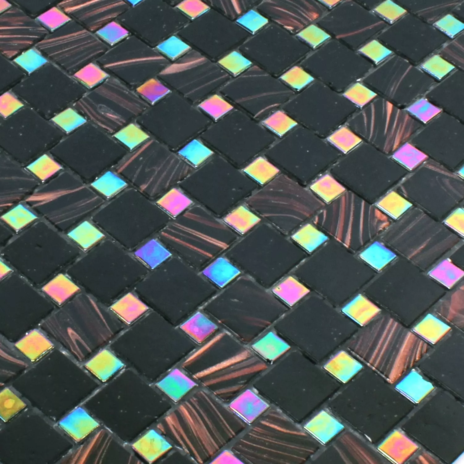 Azulejos De Mosaico Cristal Tahiti Marrón Negro Metálico