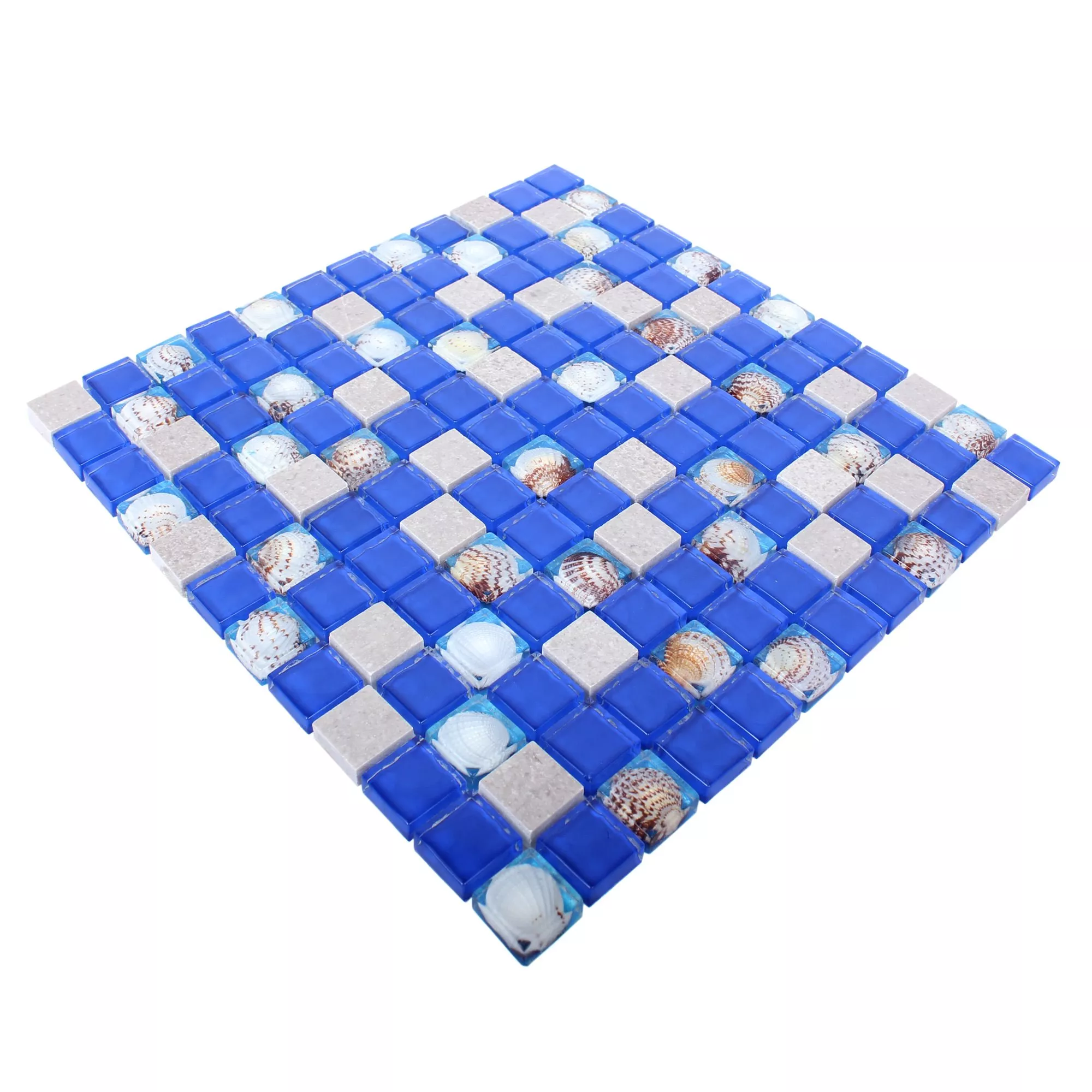 Muestra Mosaico De Cristal Azulejos De Piedra Natura Tatvan Concha Azul Gris