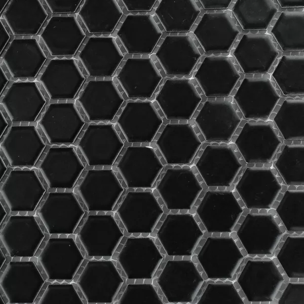 Azulejos De Mosaico Cerámica Hexagonales Negro Mate H23