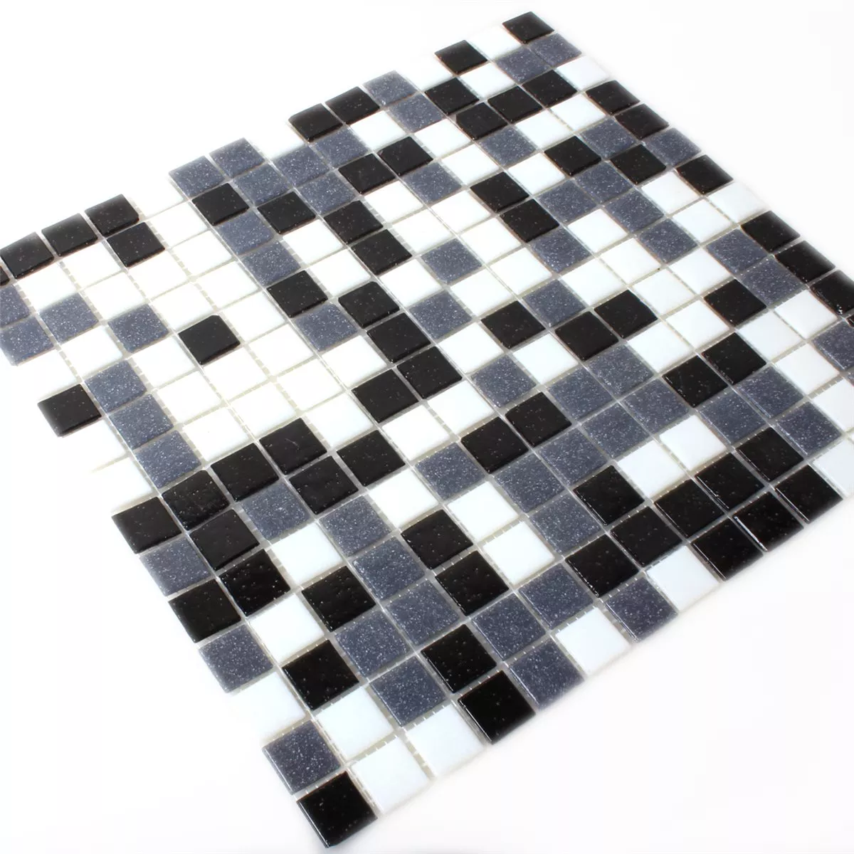 Azulejos De Mosaico Cristal Blanco Gris Negro Mezcla