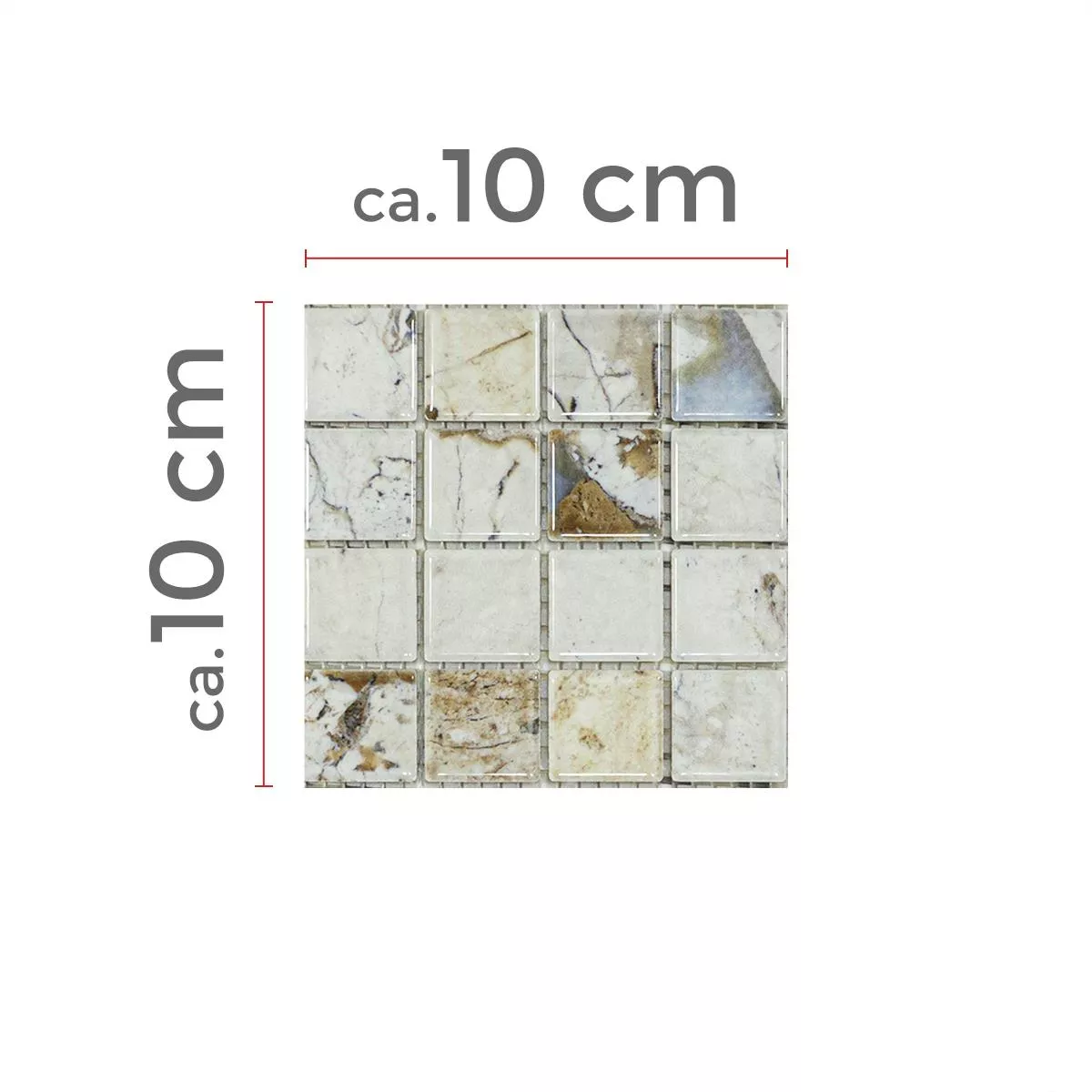 Muestra Mosaico Cerámico Azulejos Elysium Aspecto De Mármol Beige 23