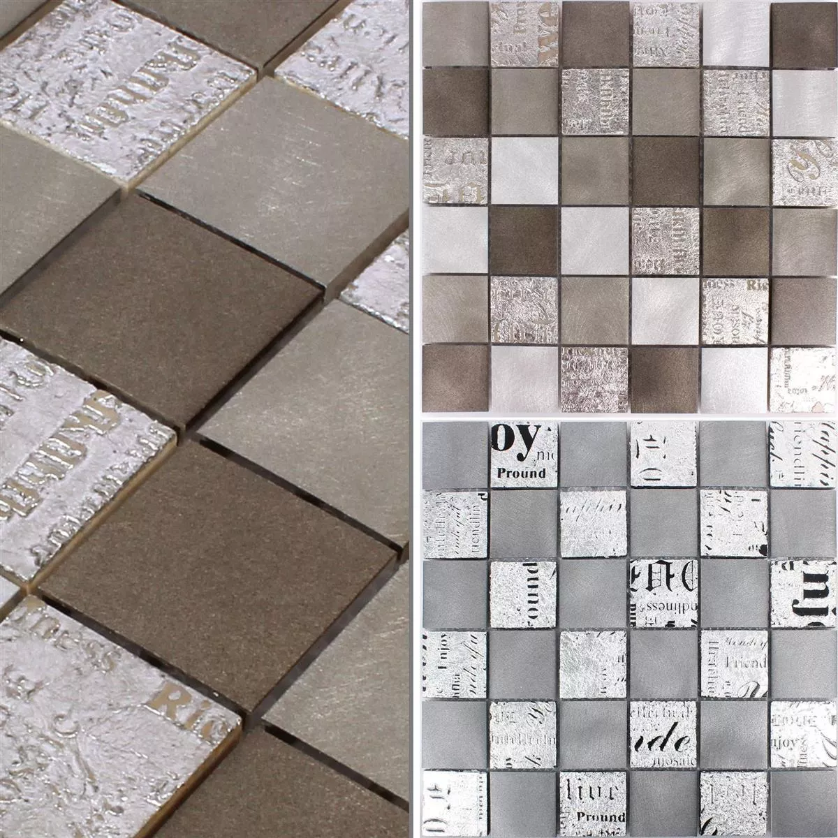 Muestra Azulejos De Mosaico Metal Piedra Natural Parole