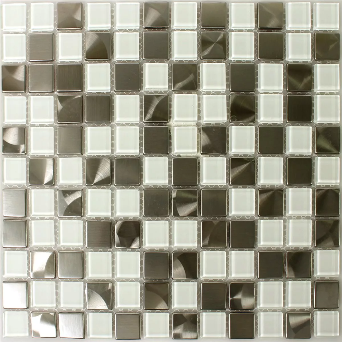 Azulejos De Mosaico Acero Inoxidable Cristal Blanco Plateado Mezcla