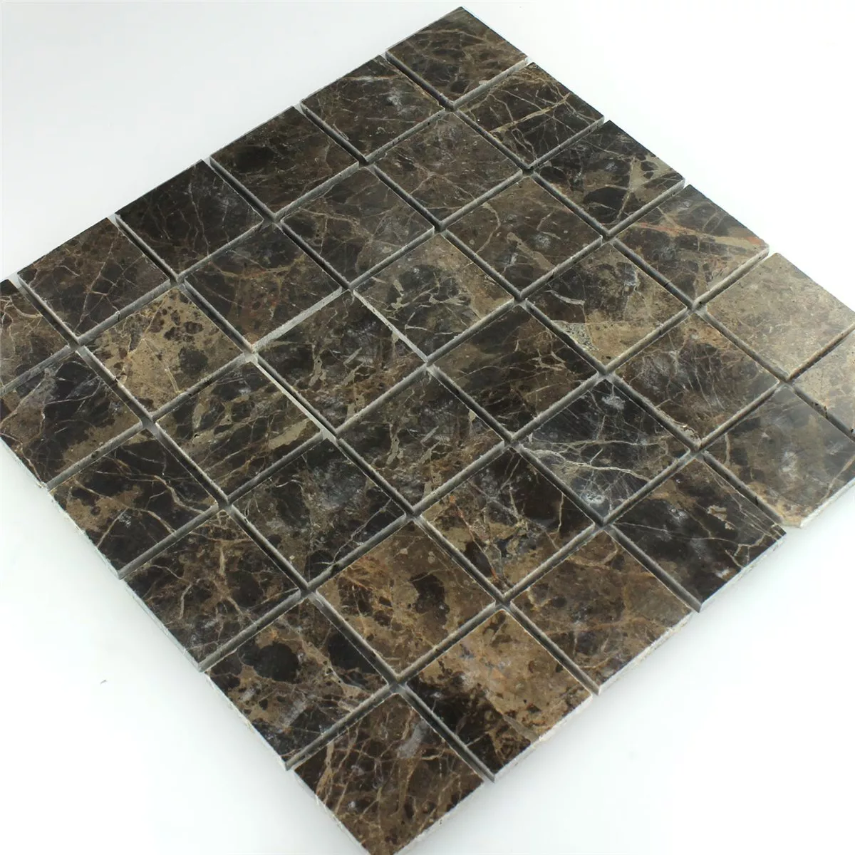 Azulejos De Mosaico Mármol Marrón Pulido 48x48x7,5mm