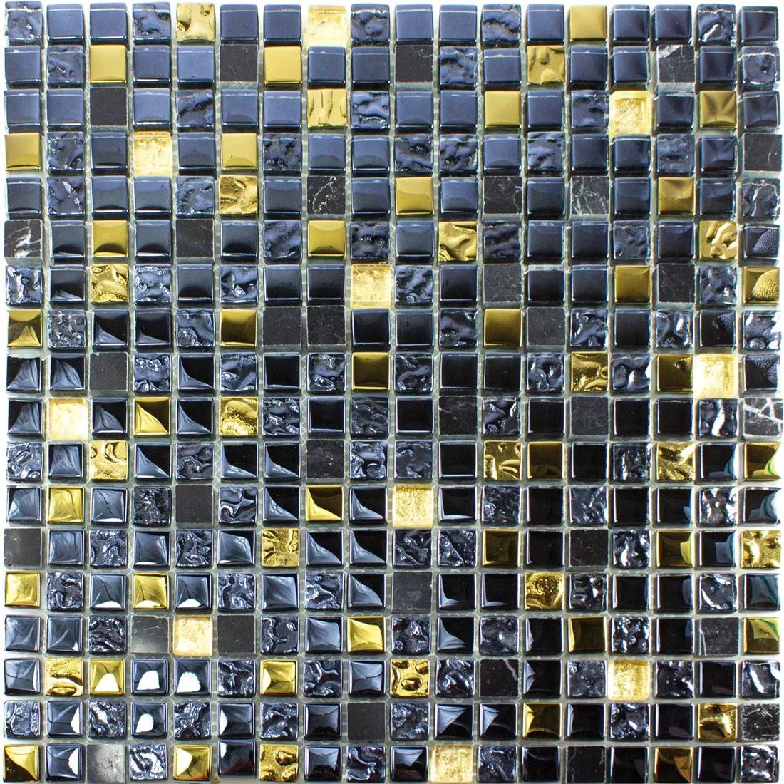 Cristal Piedra Natural Azulejos De Mosaico Cooktown Negro Oro