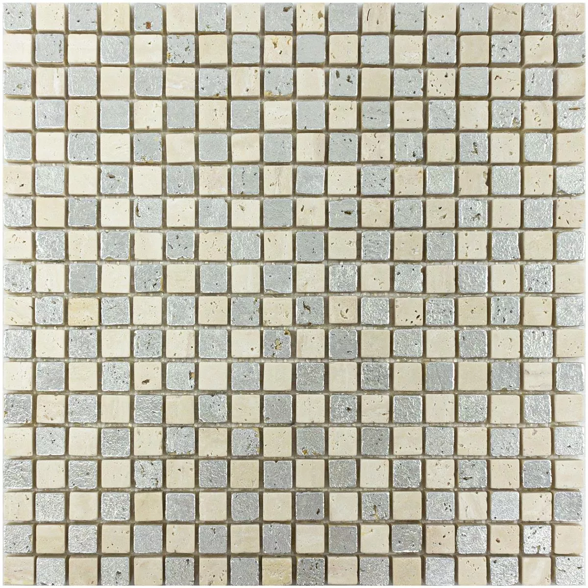 Muestra Mármol Mosaico De Piedra Natural Azulejos Antika Mix Plateado Crema