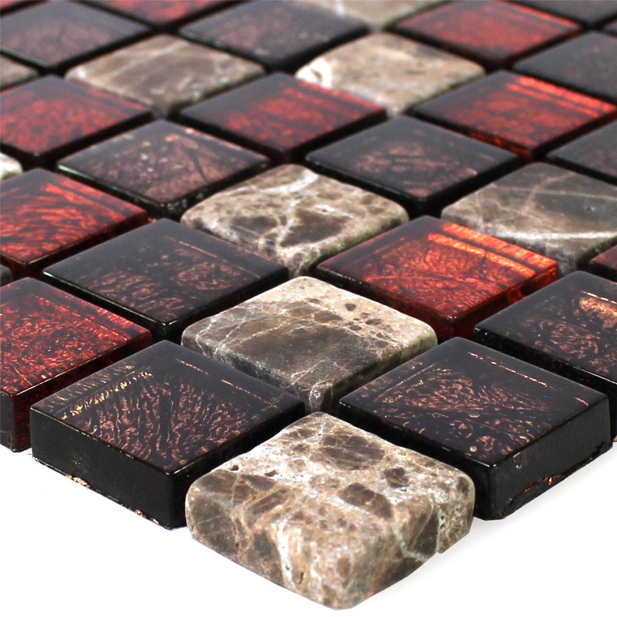 Azulejos De Mosaico Piedra Natural Cristal Rojo Marrón 23x23x8mm