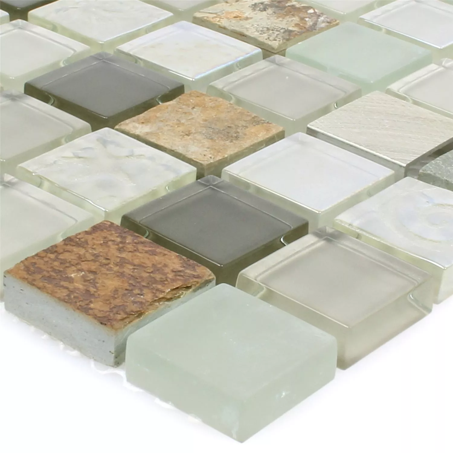 Azulejos De Mosaico Piedra Natural Cristal Metal Mezcla Lockhart